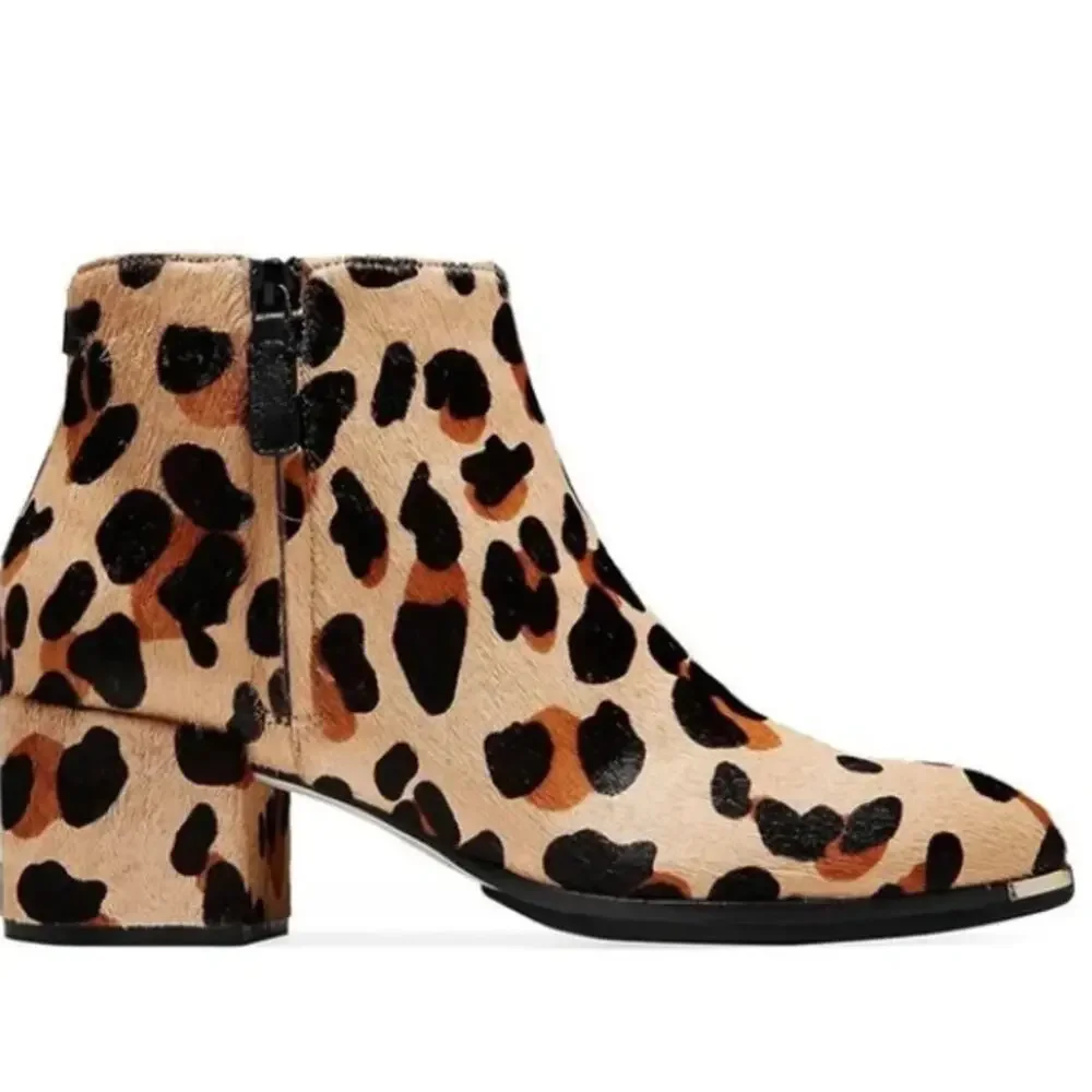 Cole Haan Grand Ambition Leopard print Calf Hair Ankle Boots Size 5.5_3